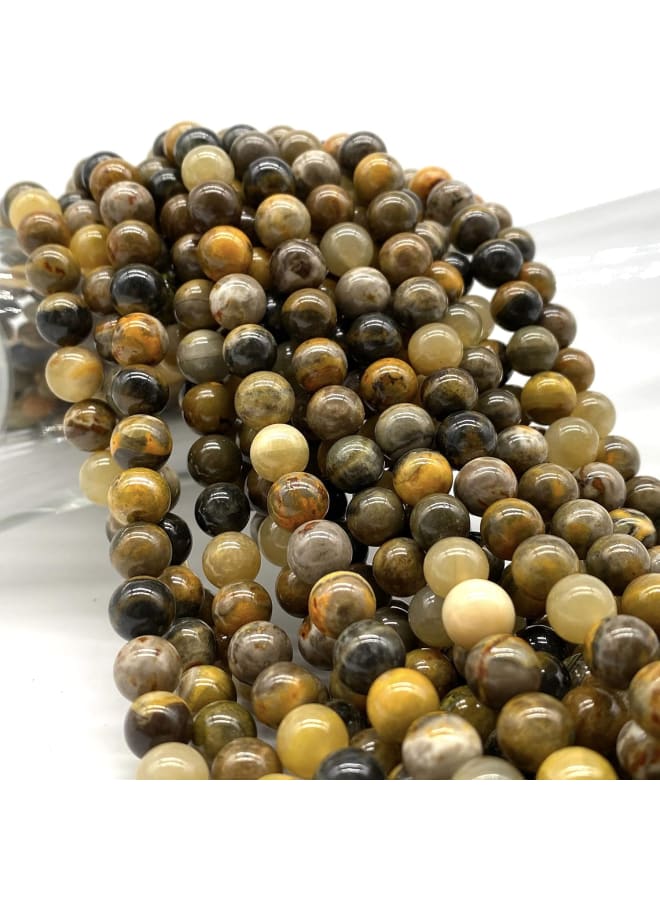 [ABCgems] عسل النحل الإندونيسي النادر للغاية (منجم داخل بركان نشط في جبل باباندايان، جاوة الغربية) خرز طاقة شفاء من الأحجار الكريمة شبه الكريمة الطبيعية الناعمة المستديرة الصغيرة مقاس 6 مم - Image 2