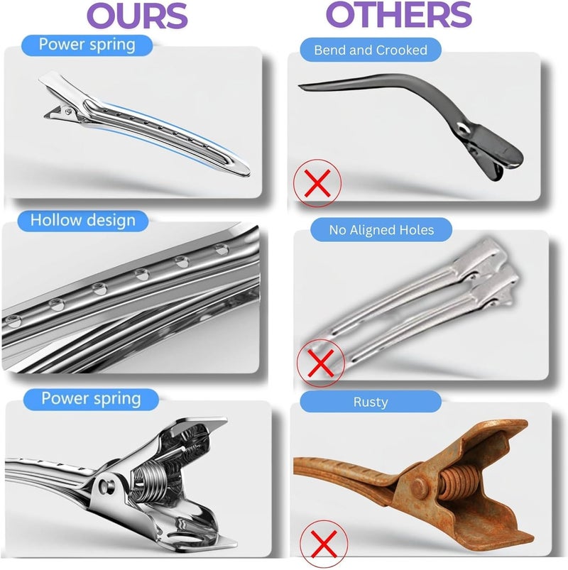 ELAUR 40 Professional Alligator Clips for Hair Styling - 3 Sizes Aluminum Hair Section Clips for Salon & Makeup Applications | Rustless, Lightweight for Stylists & Home Use - Silver - Image 4