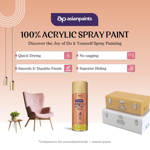 Asian Paints ezyCR8 Apcolite DIY Spray Paint – Gold, 400ml, 100% Acrylic | Multi-Surface Use: Metal, Wood & Walls - Image 2