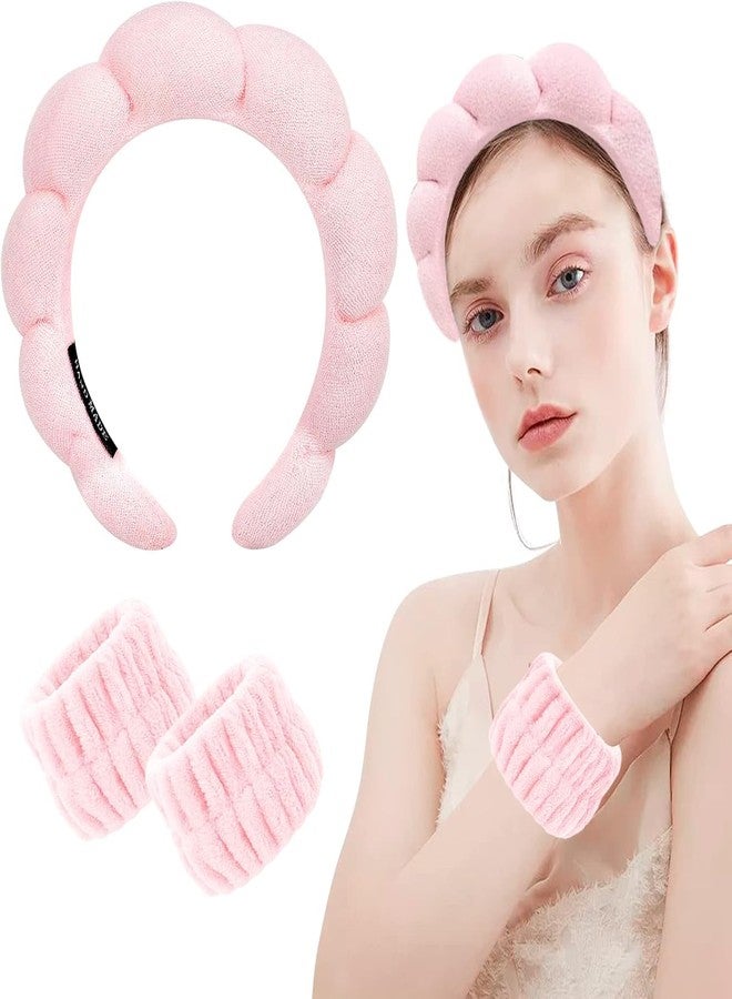 MGNLR 1 Spa Headband & 2 Wristband - Spa Headband, Skincare Headband for Washing Face, Spa Bubble Headband, Makeup Headband and Wrist Wash band Set For Face Washing, Skincare, Shower, Makeup Removal - Image 2