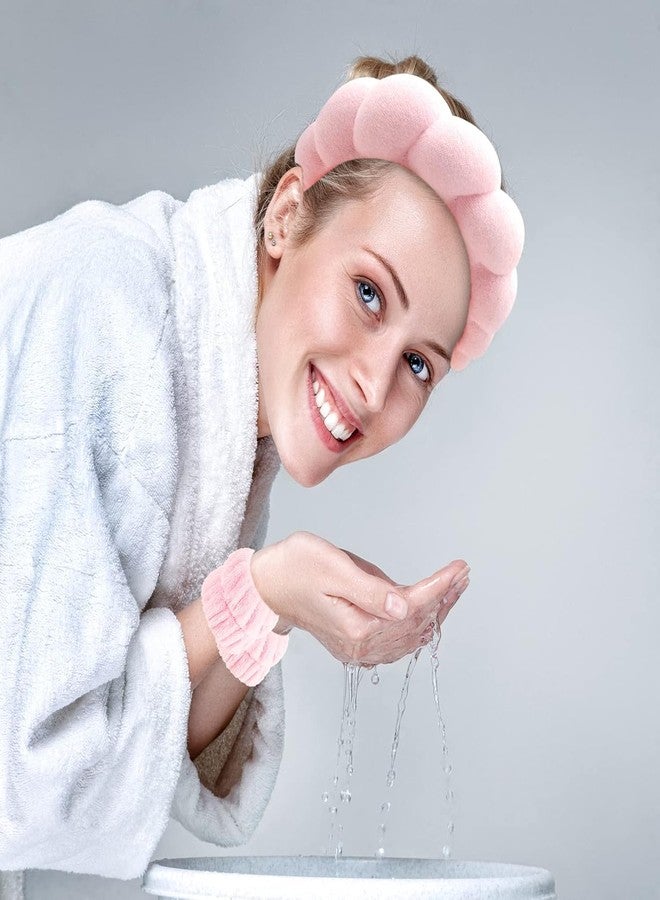 MGNLR 1 Spa Headband & 2 Wristband - Spa Headband, Skincare Headband for Washing Face, Spa Bubble Headband, Makeup Headband and Wrist Wash band Set For Face Washing, Skincare, Shower, Makeup Removal - Image 4