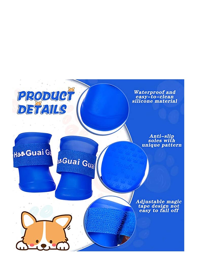 Pet Snow Shoes Dog Rain Boots Candy Colors Dog Silicone Booties Waterproof Anti-Slip and Adjustable for Rainy Snow Weather for Snow Rain Day Middle and Small Dogs - Image 3