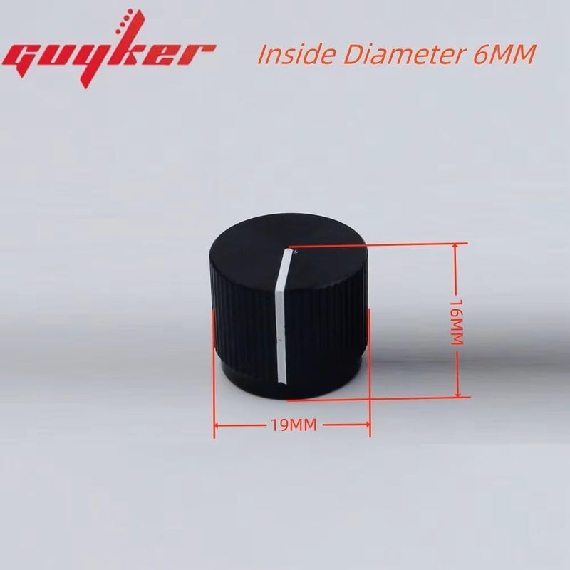 guyker Guitar Aluminum Alloy Flat Top Control Knobs Dia. 6mm(0.24") Shaft Pots - Dome Tuning Potentiometer Knob Replacement Part for Electric Guitar or Precision Bass, 4-Pack Black - Image 2
