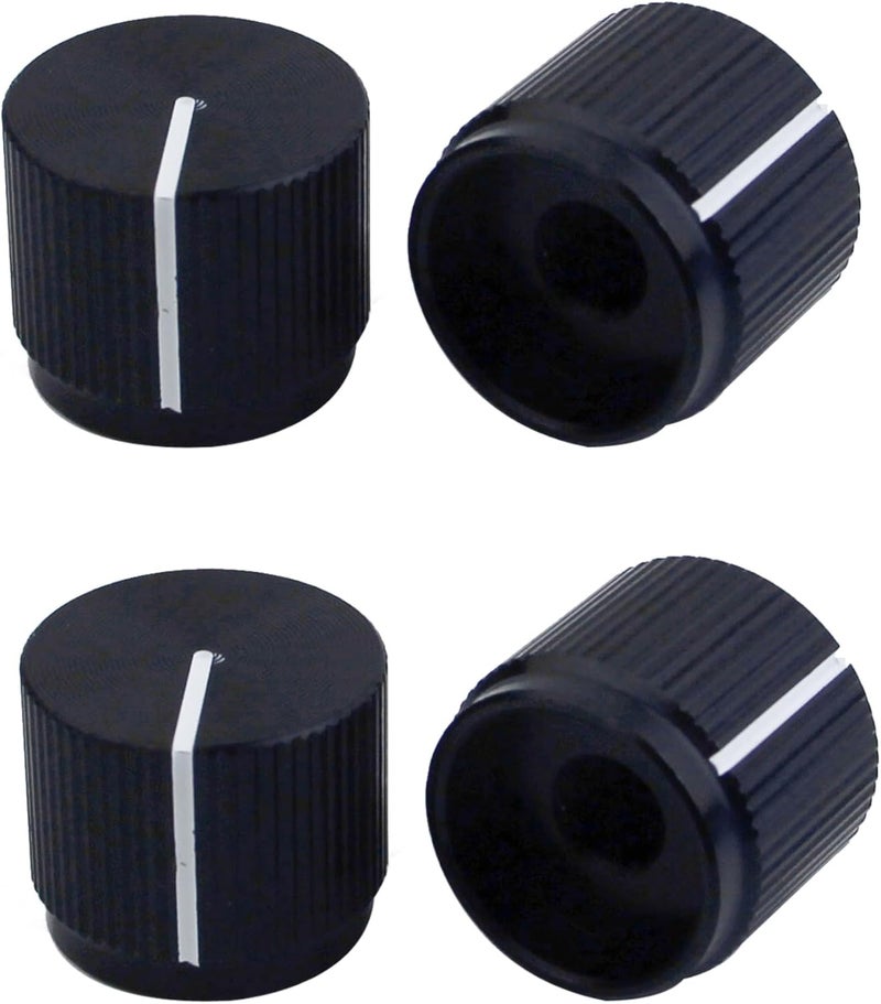 guyker Guitar Aluminum Alloy Flat Top Control Knobs Dia. 6mm(0.24") Shaft Pots - Dome Tuning Potentiometer Knob Replacement Part for Electric Guitar or Precision Bass, 4-Pack Black - Image 1