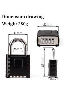 Generic Heavy Duty Combination Padlocks Outdoor, 52mm Stainless Steel 4 Digit Locker Code Padlock Weatherproof, 4 Digit Combination Padlock for Home Shed Fence Warehouse Garage Black  - Image 5