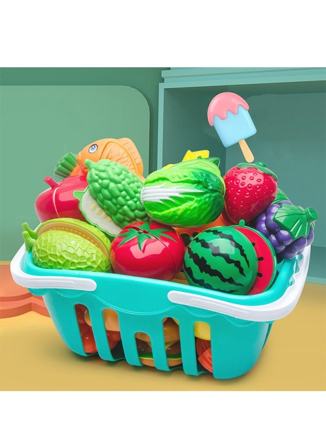 Kids Kitchen Pretend Play Toys Set Cutting Cooking Set With Food Fruits Vegetables Cooking Utensils Educational Early Age Basic Skills Development Gift For Toddlers Children (73 PCS) - Image 4