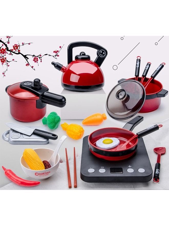 Kids Kitchen Pretend Play Toys Set Cutting Cooking Set With Food Fruits Vegetables Cooking Utensils Educational Early Age Basic Skills Development Gift For Toddlers Children (73 PCS)  - Image 4
