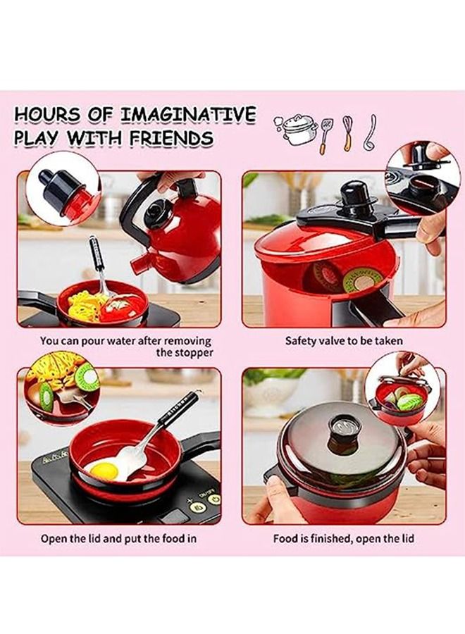 Kids Kitchen Pretend Play Toys Set Cutting Cooking Set With Food Fruits Vegetables Cooking Utensils Educational Early Age Basic Skills Development Gift For Toddlers Children (73 PCS)  - Image 2
