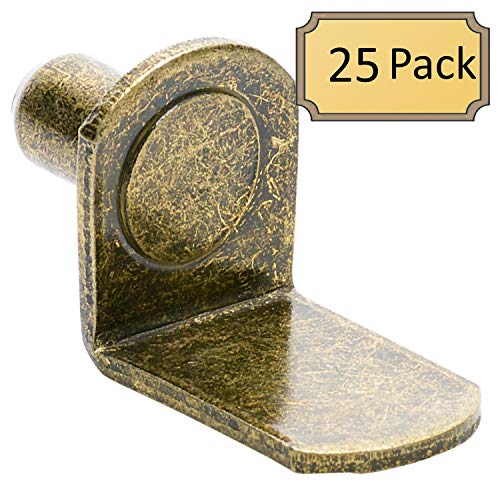 Desunia 1/4" Bracket Style Cabinet Shelf Support Pegs | Antique Brass | 25 Pack - Image 2