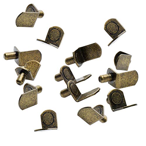 Desunia 1/4" Bracket Style Cabinet Shelf Support Pegs | Antique Brass | 25 Pack - Image 3