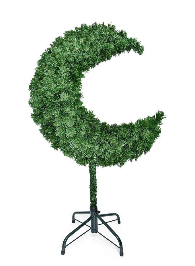 Ramadan Crescent Moon Tree Decor - 180CM PVC Artificial Decorative Tree for Eid al-Fitr, Islamic Home & Garden Decor (Green)