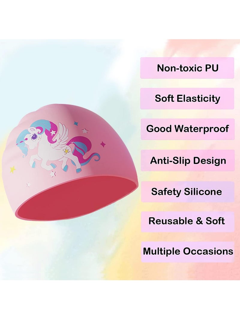 VUCATIN Kids Swimming Caps Swimming Hat for Girls Kids Waterproof Bathing Swim Cap Anti Fog UV Protection Goggles for Kids Toddlers Children Boys (Unicorn) - Image 2