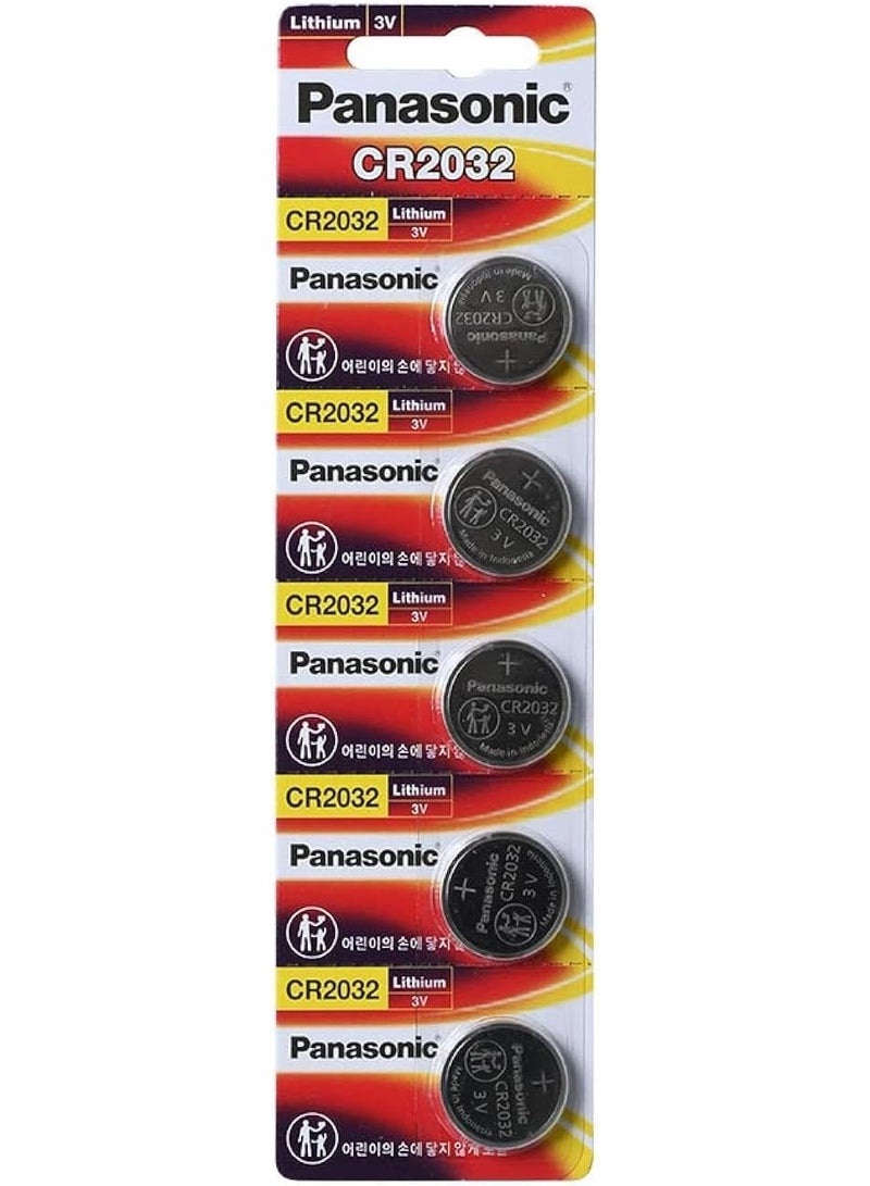 Panasonic Lithium Coin Battery Cr 2032 Pack of 5, 3.0V Lithium - Image 1