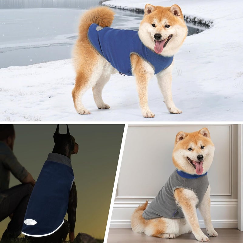 cyeollo Store 2 Pack Dog Sweater Fleece Vest Pullover Sweatshirt Reflective Lightweight Dog Clothes for Large Dogs Boy Girl Pet Apparel Navy, Grey, XXXL - Image 5