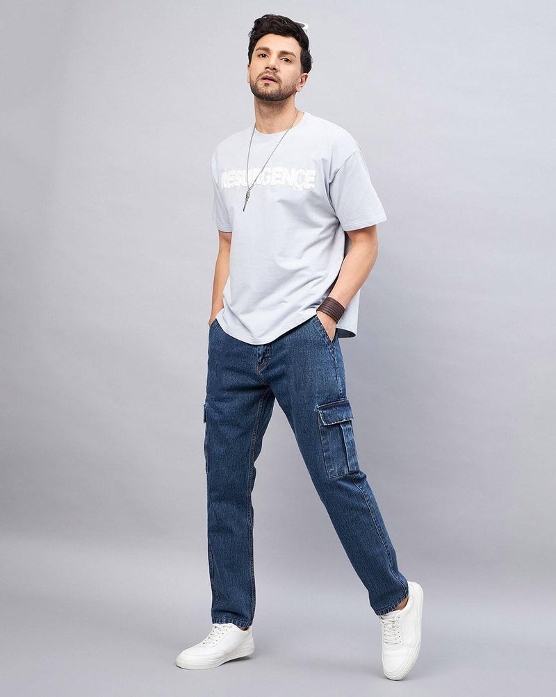 ADBUCKS Men Loose Fit Men's Flip Pocket Cargo || Men's Stylish Cotton Loose Fit Denim Cargo Jeans (in, Numeric, 38, Blue) - Image 4