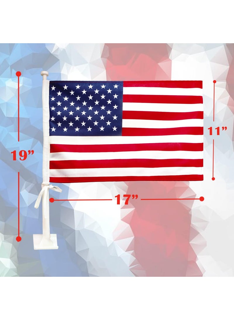 Anley ANLEY Car Flag with Flagpole Mount  American Flag  17 x 11 Premium Double Sided USA Flag  19 Flag Pole Fixed Window Clip Mount For Most Vehicle Window2 Pack  - Image 2