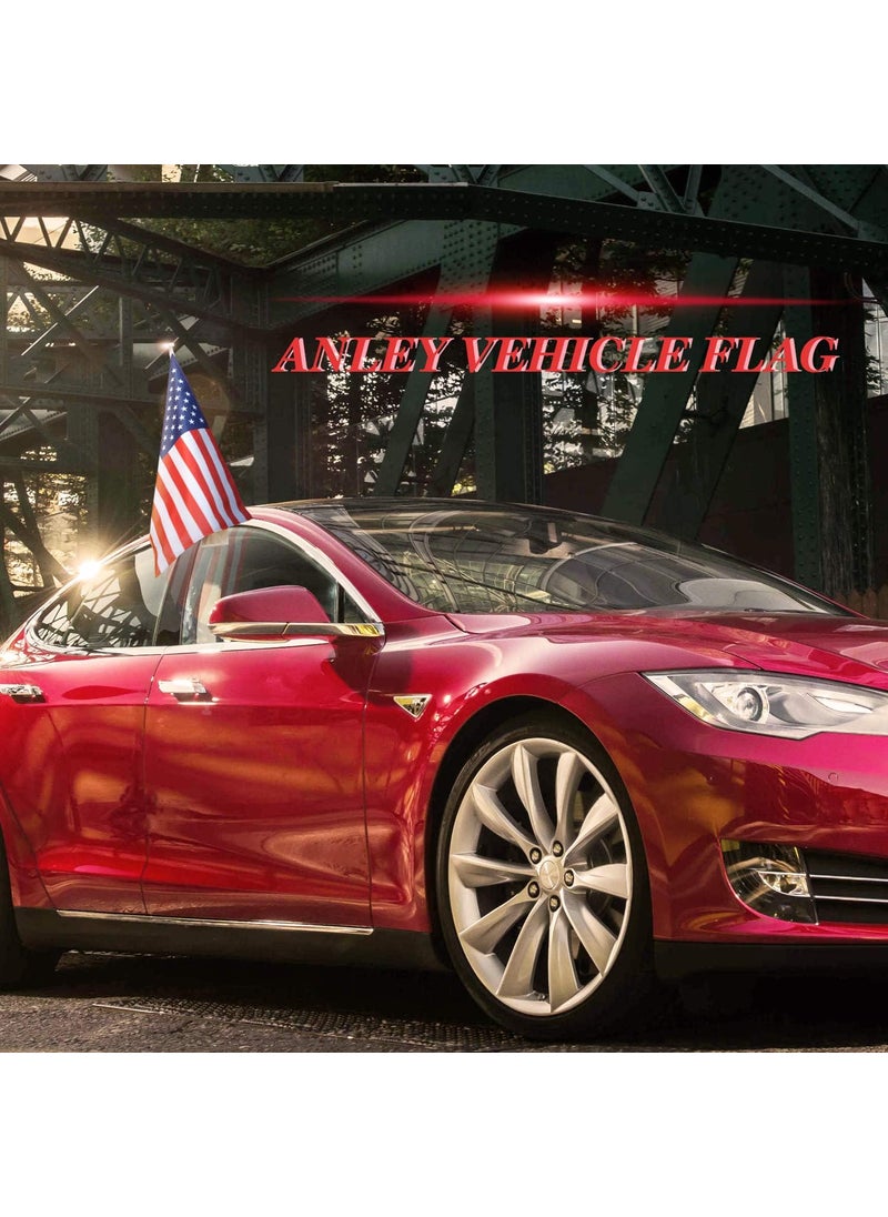 Anley ANLEY Car Flag with Flagpole Mount  American Flag  17 x 11 Premium Double Sided USA Flag  19 Flag Pole Fixed Window Clip Mount For Most Vehicle Window2 Pack  - Image 5