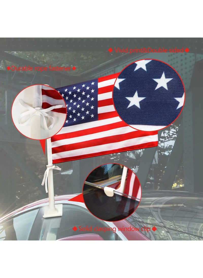 Anley ANLEY Car Flag with Flagpole Mount  American Flag  17 x 11 Premium Double Sided USA Flag  19 Flag Pole Fixed Window Clip Mount For Most Vehicle Window2 Pack  - Image 3