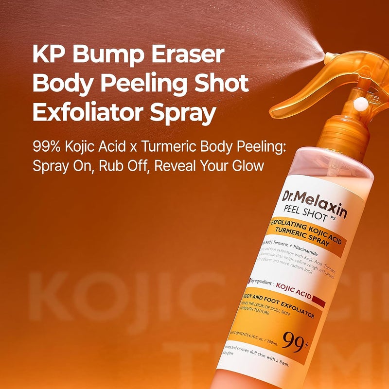 Global trendy simple build Body Keratin Care Kojic Acid Turmeric Spray Gently Exfoliating Peeling Solution Korean Skincare All Skin Types 200ml Transit damage minimized design - Image 2