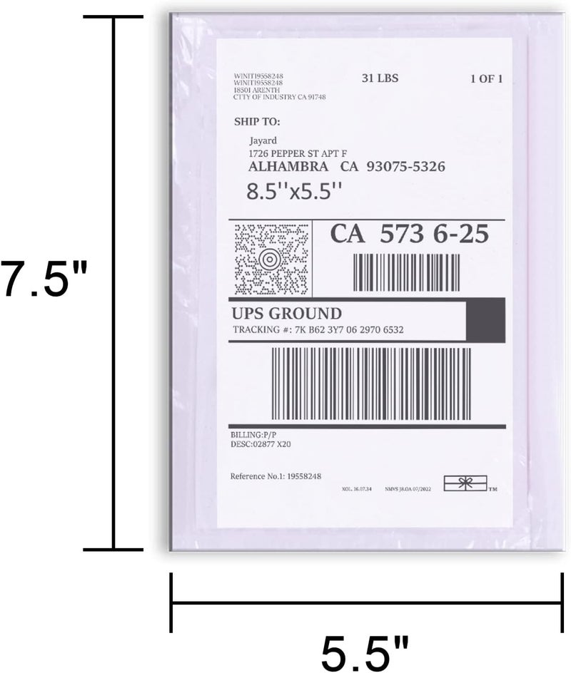 NefLaca 100 PCS shipping label sleeves, 7.5"x 5.5" Shipping Label Envelopes, Clear envelopes Adhesive Top Loading Packing List - Image 2