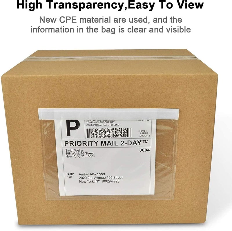 NefLaca 100 PCS shipping label sleeves, 7.5"x 5.5" Shipping Label Envelopes, Clear envelopes Adhesive Top Loading Packing List - Image 3