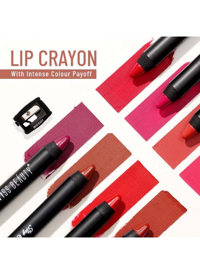 Swiss Beauty Matte Long Lasting Stay Maxx Lip Crayon Lipstick | Matte Finish | Smudge Proof | Lightweight | Shade-07, Pink Rose, 3.5g - Image 3