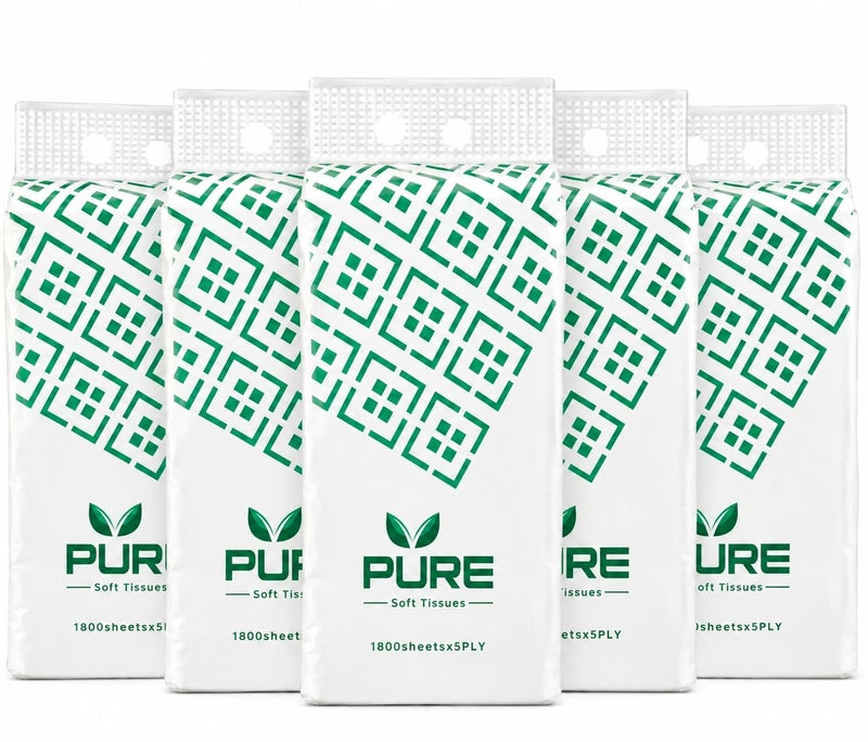 PURE Ultra Soft Tissues 1800 Sheets – 5 Ply – Pack of 5 - Image 1