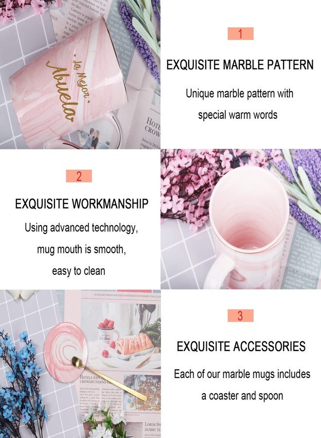 WENSSY La Mejor Abuela Mug, La Mejor Abuela Gifts, Abuela Gifts In Spanish, Birthday Mothers Day Gifts for Grandma from Granddaughter Grandkis Grandson 14 Ounce Pink with Gift Box - Image 5