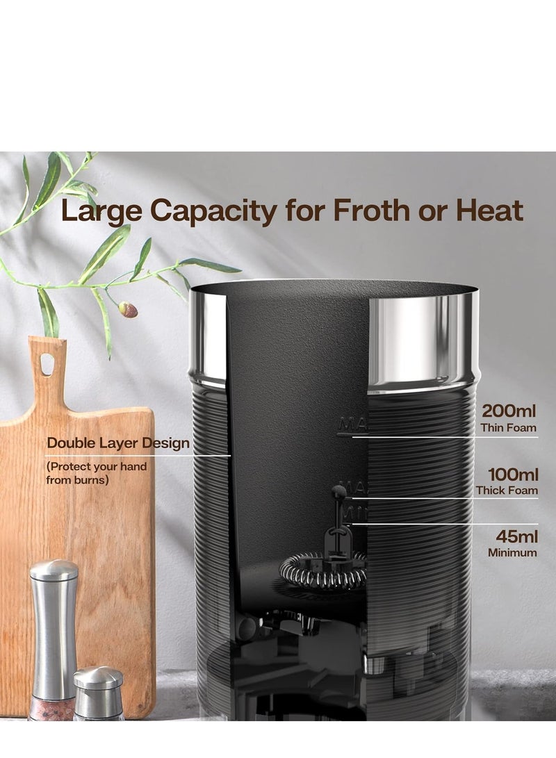 هيبرو هايبرو electric frother لصنع رغوة الحليب، خلاط شوكولاتة، آلة لاتيه وكابتشينو باردة/ساخنة، دافئ حليب أوتوماتيكي بالكامل، موديل M1A (أسود) - Image 4