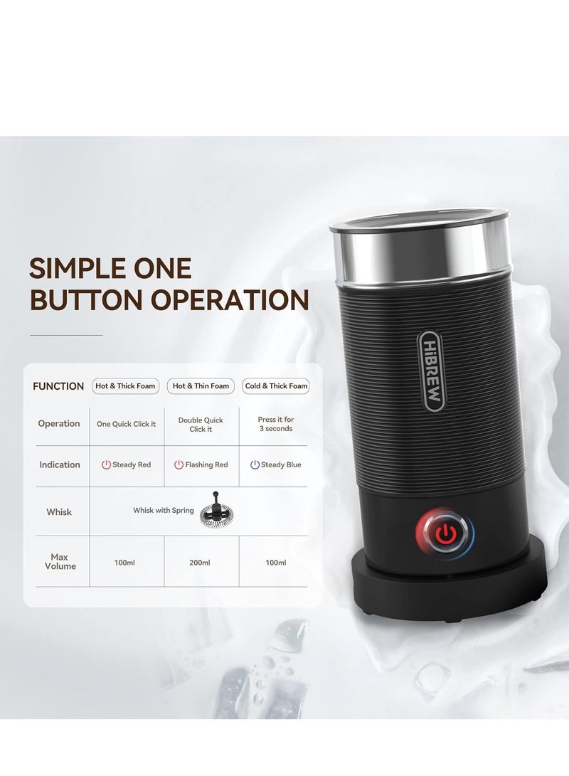 هيبرو هايبرو electric frother لصنع رغوة الحليب، خلاط شوكولاتة، آلة لاتيه وكابتشينو باردة/ساخنة، دافئ حليب أوتوماتيكي بالكامل، موديل M1A (أسود) - Image 3