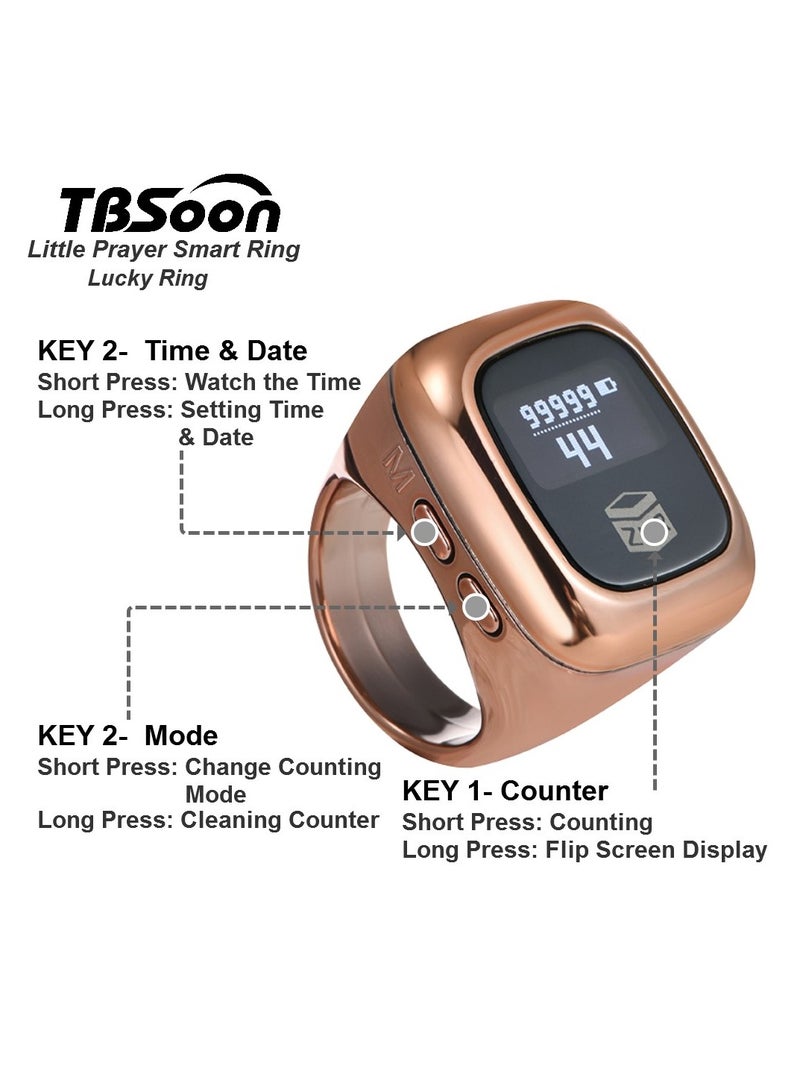 Luxury Prayer Smart Ring, Lucky Ring, Smart Tasbih Beads Ring, Watch Ring, with Prayer Counters, Long Battery, OLED Display, Fashionable, Cool, Perfect for Daily Wear and Gift Giving, Man and Women Samrt Ring, TBSoon iQIBLA Zikr Ring  - Image 5