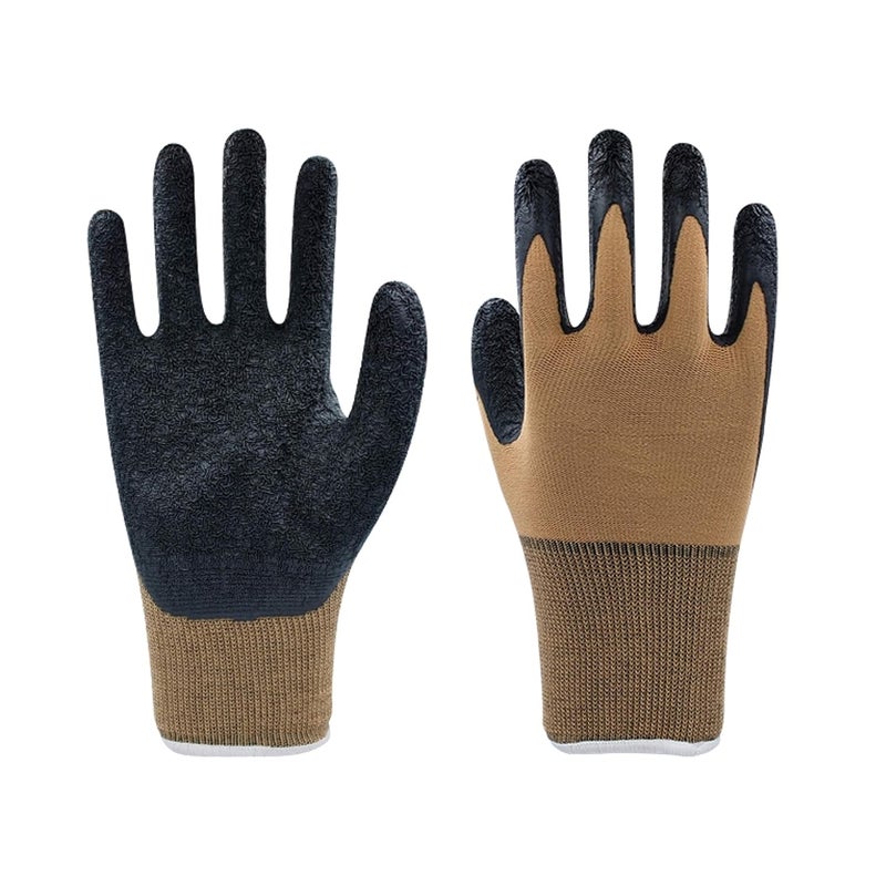 SSWW SSWW Multipurpose HeavyDuty Reusable Washable Coated Work Safety Hand Gloves For Gardening Industrial Agricultural Cleaning For Men Women Crinkle Coating Glove Hand Protection Safety Industrial Gloves Hand Gloves For Mechanical Risk Coated Work Gloves For Industrial Safety AntiCut Protection Hand Safety Gloves Ideal For Construction Material Handling Industrial Safety Nylon Anti Cut Resistant Hand Gloves Color Brown Pack Of 2 Pair  - Image 1