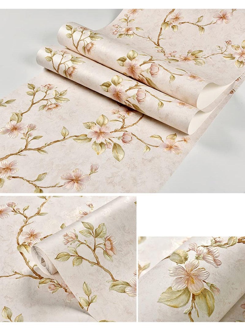 Bluejw Vintage Stick Wallpaper Thickened 3D Stereoscopic Non-Woven Wallpaper Garden Flower Tree Stickers Wallpaper Self-Adhesive Removable For Living Room Bedroom Wallpaper Roll 0.53X10m - Image 2