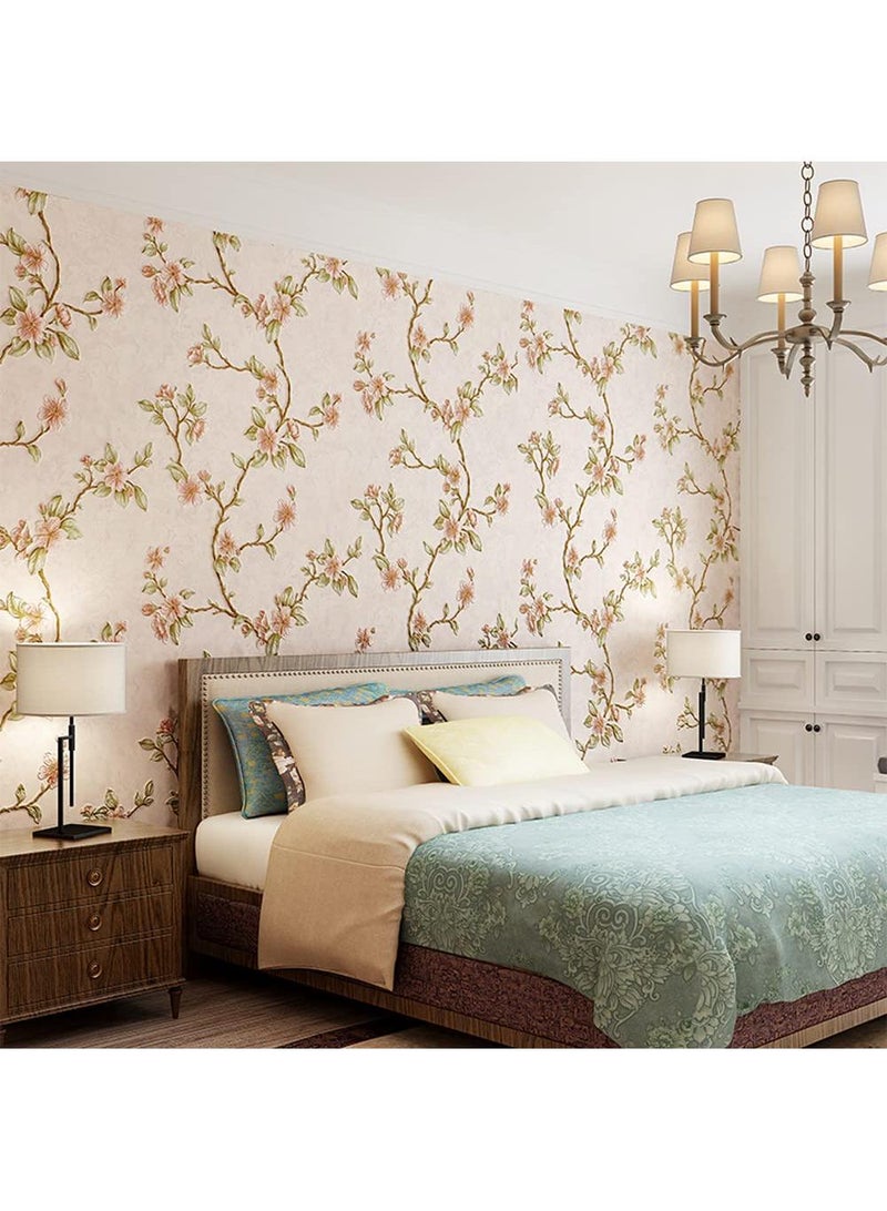 Bluejw Vintage Stick Wallpaper Thickened 3D Stereoscopic Non-Woven Wallpaper Garden Flower Tree Stickers Wallpaper Self-Adhesive Removable For Living Room Bedroom Wallpaper Roll 0.53X10m - Image 1