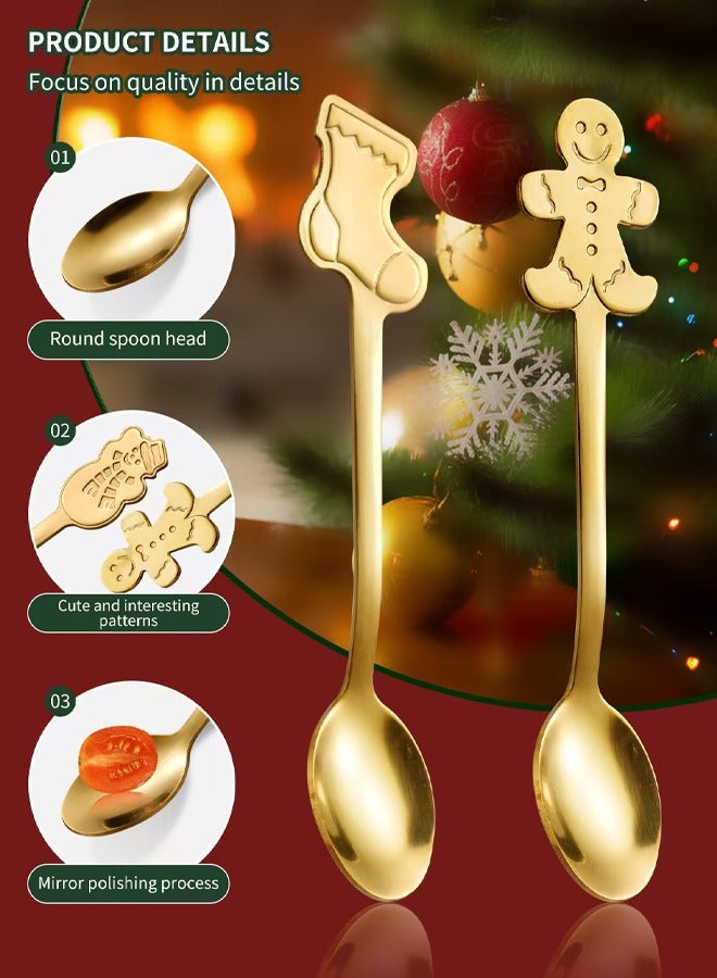 4pcs Stainless Steel Dessert/Coffee Spoons, Creative Pendant Design Includes Snowman, Gingerbread, Socks, Star Patterns, Suitable For Parties, Back To School, Gatherings - Image 3