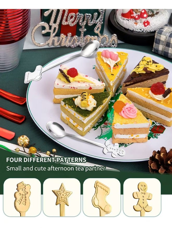 4pcs Stainless Steel Dessert/Coffee Spoons, Creative Pendant Design Includes Snowman, Gingerbread, Socks, Star Patterns, Suitable For Parties, Back To School, Gatherings - Image 5