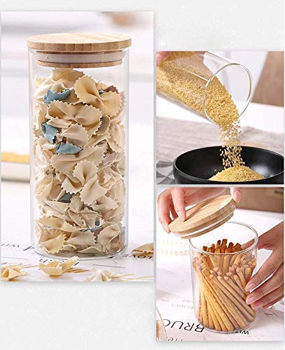 NVRA 1500ml Kitchen Storage Borosilicate Glass Jar And Container, Air Tight Bamboo Wooden Lid Container (Transparent - 1500ml) Pack of - (3) - Image 3