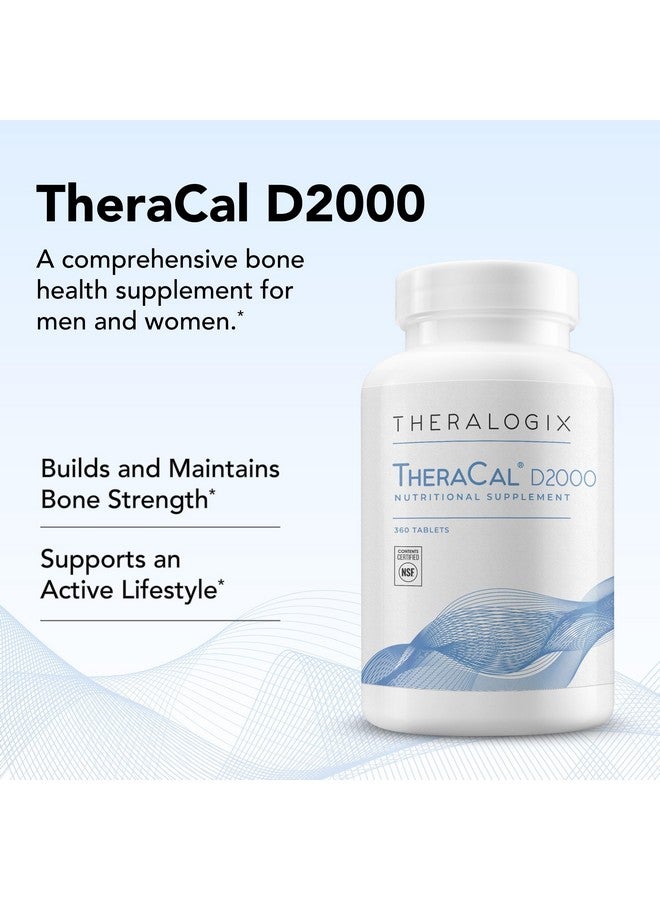 ثيرالوجيكس Theralogix TheraCal D2000 - مكمل غذائي لدعم صحة العظام يحتوي على الكالسيوم والمغنيسيوم وفيتامين د3 وفيتامين ك2 والبورون* - إمداد لمدة 90 يومًا - معتمد من NSF - 360 قرصًا - Image 4