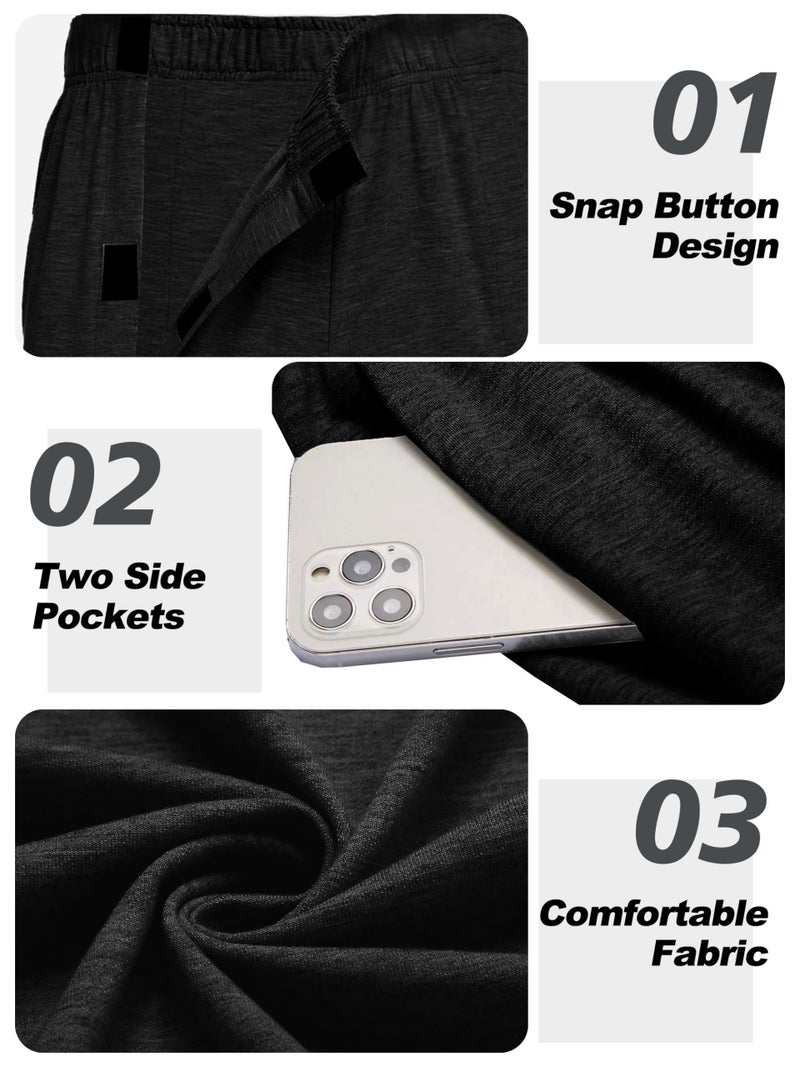 Deyeek Men's Post Surgery Pants 2 Side Snap Open Bottom Athletic Sweatpants for Men Soft Tear Away Pants with Pockets L Black - Image 4