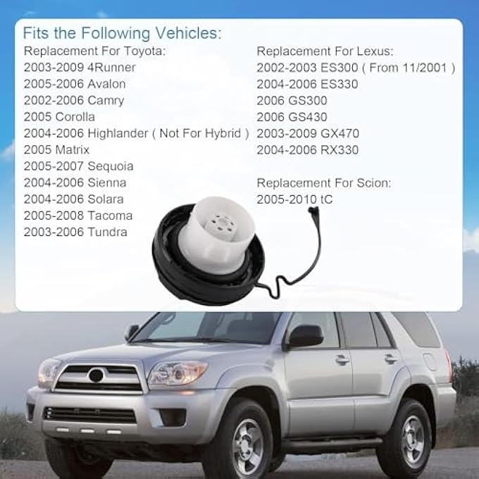 ريحني غطاء الوقود 7730033070 غطاء خزان الوقود 7730033070 متوافق مع تويوتا لكزس سايون 4 رانر أفالون كامري كورولا هايلاندر ماتريكس تاكوما ES300 GS300 GX470 RX330 - Image 4