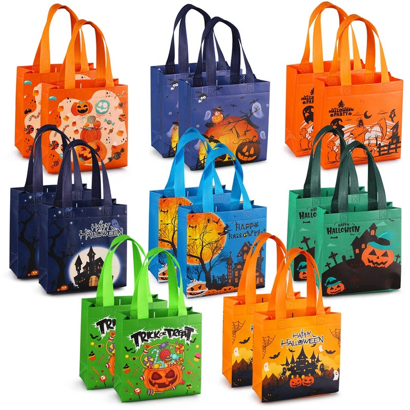 Aviski 16PCS Halloween Trick or Treat Bags Small NonWoven Gift Tote Bags with Handles for Gifts Wrapping Halloween Party Supplies 79 79 315inch