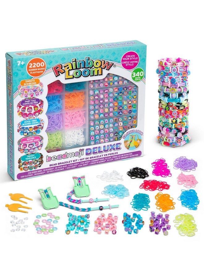 راينبو لووم نول قوس قزح: Beadmoji Deluxe - طقم أساور مطاطية وخرزية DIY - يتضمن 2200 سوار و340 خرزة، تصميم وإنشاء، للأعمار من 7 سنوات فما فوق - Image 2