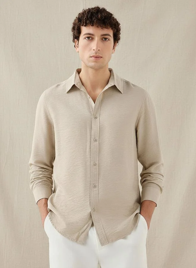 Splash FAV Men Regular Fit Collared Crinkle Texture Long Sleeves Shirt