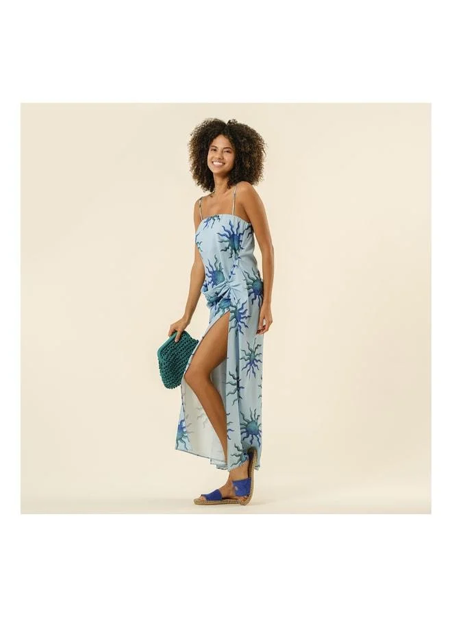 Proti Digital Print Halter Dress - Blue.