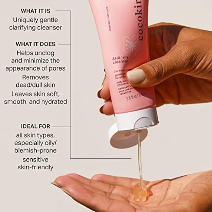 Cocokind AHA Jelly Cleanser, Gentle Face Wash and AHA BHA Cleanser with Hyaluronic Acid, Exfoliating Face Wash for Oily Skin - Image 2
