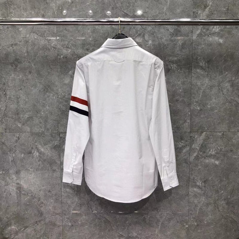 Tb New Lapel Left Sleeve Wide Ribbon Shirt Casual Fashion Comfortable Shirt Men'S And Women'S Classic All-Match - Image 3