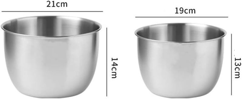 Partslety Stainless Steel Mixing Bowl, Kitchen 304 Salad Stainless Steel Mixing Deep Bowl, Anti-flying Design Kitchen Metal Bowls for Cooking Baking Marinating Cake Bread Salad 8.26X5.51 inches - Image 1