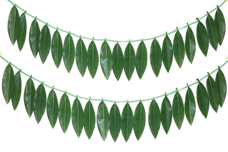 S2S® toran Fabric Reusable Mango Leaf Hanging Green for Decoration | Pack of 2 | Length - 60 Inch - Image 1