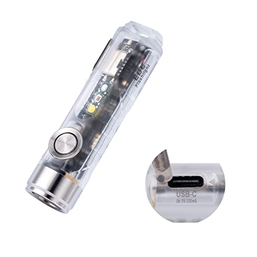 RovyVon Aurora A8 4th Gen USB C Keychain Flashlights Rechargeable 650 Lumens 6500K Cool White Super Bright Mini Flashlight with RedWhite365nm Sidelights Magnetic Pocket Clip and Tail Base - Image 1