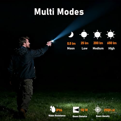 RovyVon Aurora A8 4th Gen USB C Keychain Flashlights Rechargeable 650 Lumens 6500K Cool White Super Bright Mini Flashlight with RedWhite365nm Sidelights Magnetic Pocket Clip and Tail Base - Image 3